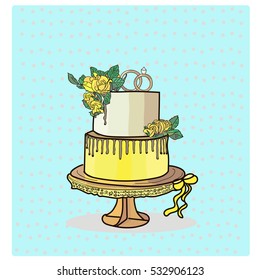 two tier wedding cake vector illustration