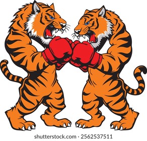 Two tiger are boxing vector illustration