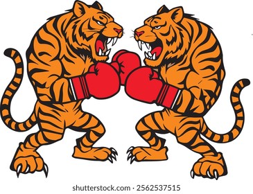 Two tiger are boxing vector illustration