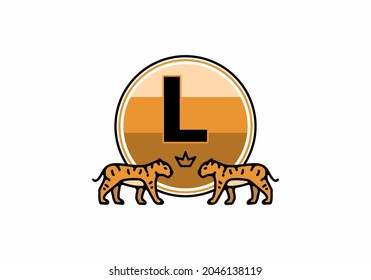 Two tiger line art with L initial letter design