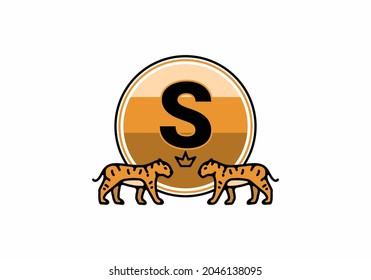 Two tiger line art with S initial letter design