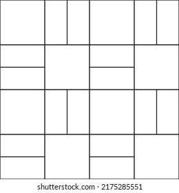 Two Tile Basket weave Pattern Seamless  black white A uniform squares, like that of a checkerboard. Each square is cut vertically or horizontally to create two additional rectangles in the square. 