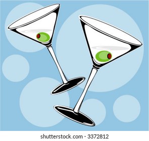 two tilted martini glasses