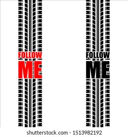 Two tire track silhouettes with text isoated on white background