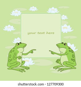 Two toads and  many water lily