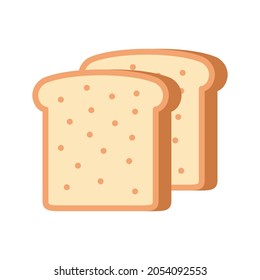Two toast bread slices, isolated on white. Whole wheat bread. Vector illustration
