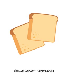 Two toast bread slices, isolated on white. Whole wheat bread. Vector illustration