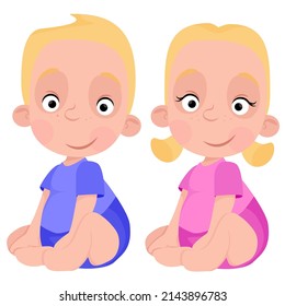 Two toddler girl and boy with blond hair