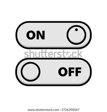 Two toggle switches are shown, one labeled ON and the other labeled OFF, representing a binary choice or state.