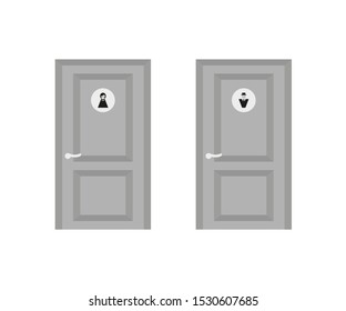 two toilet doors for man and woman in flat style, vector