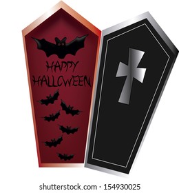 two tombs in halloween with some bats inside in a white background