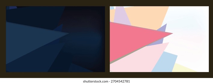 Desenhos geométricos abstratos de dois tons, provavelmente usados como fundos ou papéis de parede. Estes desenhos apresentam linhas e formas angulares, oferecendo uma estética moderna. 