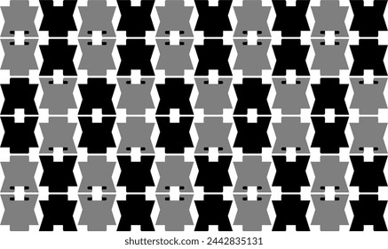 two tone black and gray belt lock hexagon diamond repeat vertical strip pattern, replete image design for fabric printing, checkerboard chessboard 