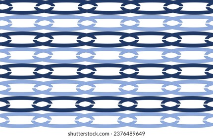 Two tone blue chain link horizontal abstract background with seamless repeat as bead curtain pattern, replete image design for fabric printing