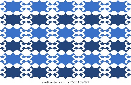 Dois tons azul cadeia link horizontal abstrato fundo com repetição sem costura como padrão de cortina de talão, design de imagem completa para impressão de tecido