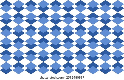 two tone blue diamond checkerboard repeat pattern, replete image, design for fabric printing, overlap layer