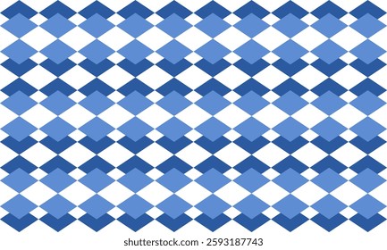 two tone blue diamond checkerboard repeat pattern, replete image, design for fabric printing, overlap layer