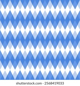 two tone blue diamond overlap repeat horizontal strip pattern, checkerboard, replete image design for fabric printing