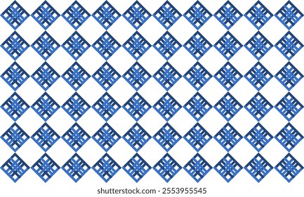 Two tone blue diamond strip grid checkerboard repeat pattern, replete image, block design for fabric printing, racing chessboard