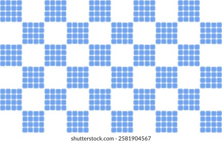 Two tone blue fence repeat strip, rectangle block on white background, seamless patter design for fabric printing or wallpaper or backdrop or t-shirt print screening, checkerboard