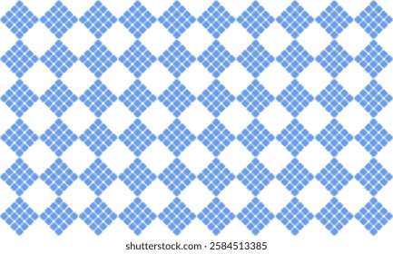 Two tone blue fence repeat strip, rectangle diamond block on white background, seamless patter design for fabric printing or wallpaper or backdrop or t-shirt print screening, checkerboard