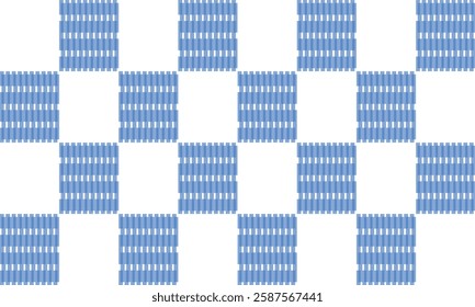 Two tone blue fence repeat strip, rectangle block on white background, seamless patter design for fabric printing or wallpaper or backdrop or t-shirt print screening, checkerboard