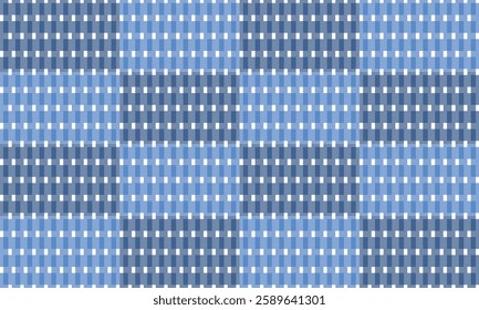 Two tone blue fence repeat strip, rectangle block on white background, seamless patter design for fabric printing or wallpaper or backdrop or t-shirt print screening, checkerboard