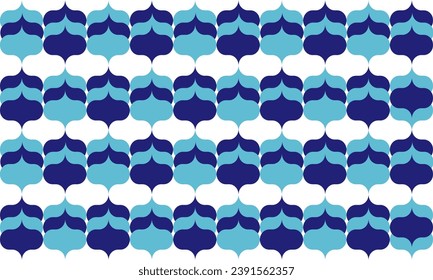 two tone blue floral pattern, curve traditional culture block, in chessboard, checkerboard, repeat seamless pattern design for fabric print, t-shirt paint screen, patter