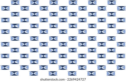 Two tone blue  Flower block as repeat pattern on isolated background, replete image, design for fabric printing