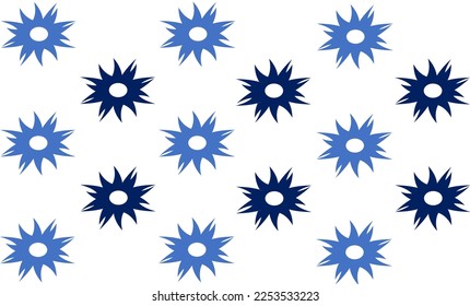 two tone of blue flowers repeat pattern on white color, replete image illustration, design for fabric printing 