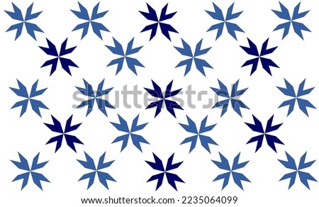 two tone of blue flowers repeat pattern on white color, replete image illustration, design for fabric printing