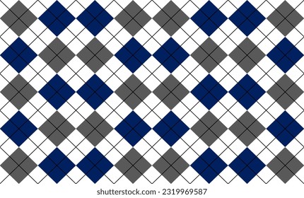 two tone blue and gray diamond with dot line grid on top on white white as checkerboard repeat pattern, replete image, design for fabric printing
