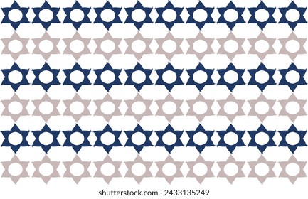 Zweifarbige blaugraue Blume Stern Horizontaler Streifen Nahtlose Wiederholungsmuster, Design für Stoffdruck, Druckmuster
