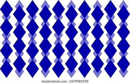 two tone blue and green diamond overlap repeat horizontal strip pattern, checkerboard, replete image design for fabric printing