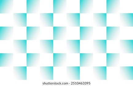 Dois tons azul verde e branco gradiente Checkerboard repete padrão, imagem completa, design para tecido padrão de impressão