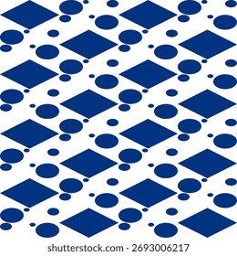 Dos tonos azul, línea azul, diamante de tablero de ajedrez blanco azul y patrón de repetición sin fisuras de burbujas de puntos, diseño para impresión de tela, impresión de papel de envoltura vintage, patrón de cultura tradicional