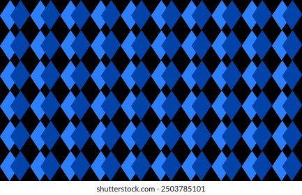 two tone blue overlap diamond checkerboard repeat pattern on black background, replete image, design for fabric printing, rhombus patter, vertical strip column