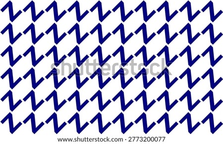 Two tone Blue pattern of zifgzag, repeat seamless pattern design for fabric printing or wallpaper, patter strip rapport, N letter, Z letter