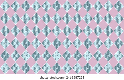 two tone blue and pink diamond repeat checkerboard pattern, replete image design for fabric printing, patter rapport