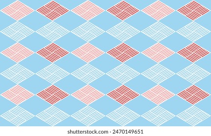 two tone blue and pink diamond repeat checkerboard pattern, replete image design for fabric printing, patter rapport