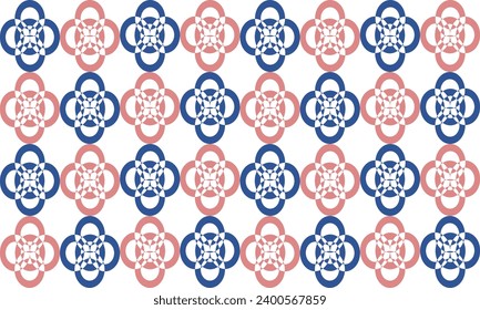 two tone blue and pink Sakura flower repeat pattern, replete image, design for fabric printing, paint, background wallpaper
