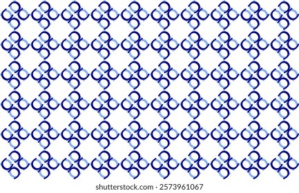 two tone Blue ribbon wave diamond on white background, seamless pattern with repeat blue wave line net, replete image design for fabric printing patter