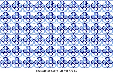 two tone Blue ribbon wave diamond on white background, seamless pattern with repeat blue wave line net, replete image design for fabric printing patter