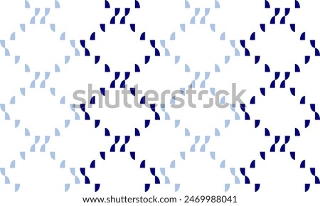 
Two tone Blue ribbon wave diamond on white background, seamless pattern with repeat blue wave line diamond net, replete image design for fabric printing patter