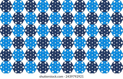 Two tone Blue sun star flower repeat pattern, replete image, design for fabric printing or wallpaper, repeat patter print