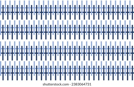 two tone blue and white background fence horizontal strip seamless repeat design as traditional culture fabric print patter, or background or t-shirt screening print, string
