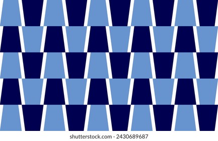 Two tone blue and white background with trapezoid pattern checkerboard styles not repeat not seamless image design for fabric printing