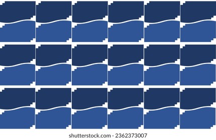 Zwei Töne, blauer und weißer Block und Kurve, die Streifen nahtlose Wiederholmuster, replazierte Bild-Design für Stoffdruck