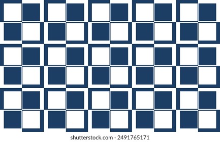two tone blue white chess board pattern as seamless repeat style, replete image design for fabric printing, rectangle square checkerboard patter border strip