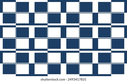 two tone blue white chess board pattern as seamless repeat style, replete image design for fabric printing, rectangle square checkerboard patter border strip